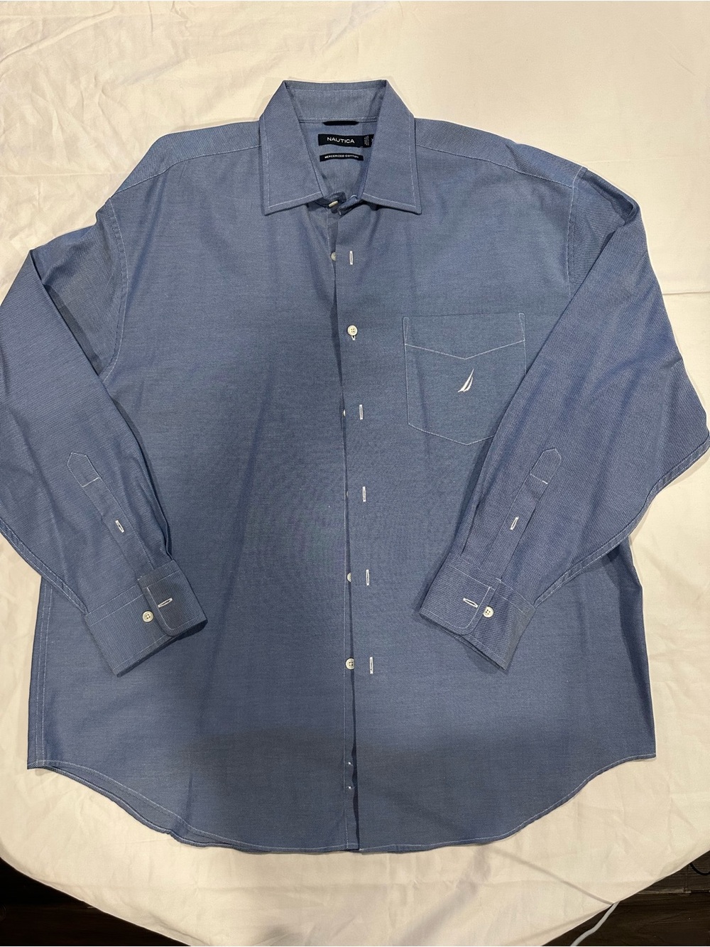 Nautica Men's Mercerized Cotton Shirt Blue XL Like New